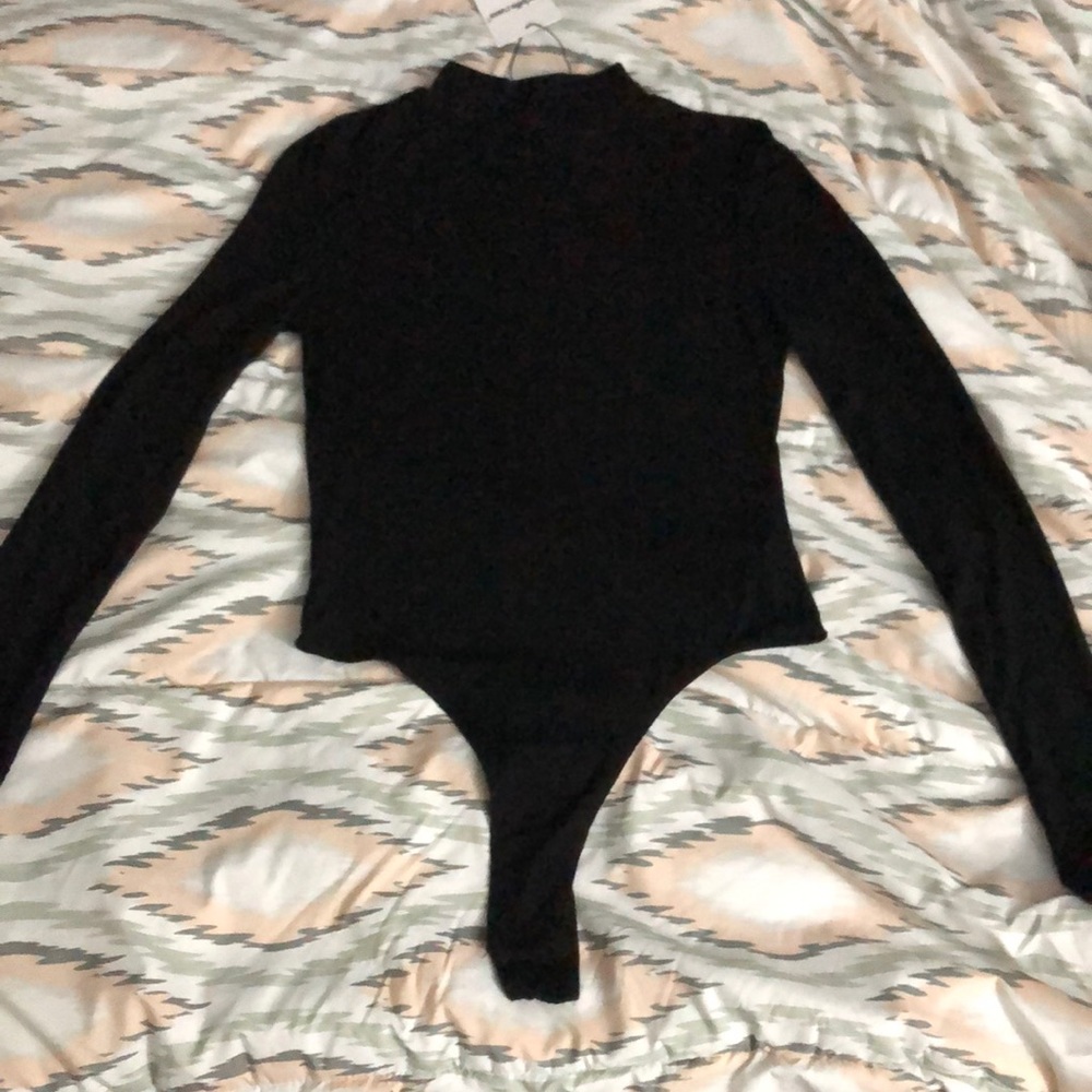 Black ribbed bodysuit